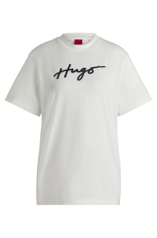 Hugo Boss T-shirt en coton à logo floqué et strass