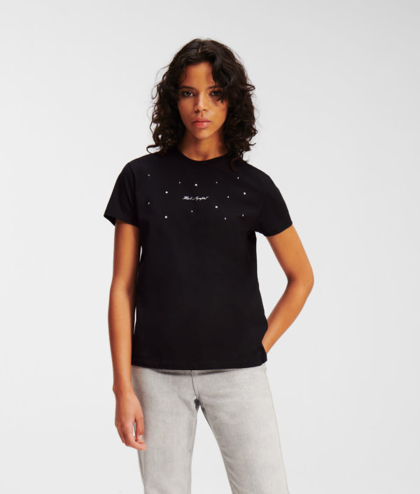 Karl Lagerfeld, T-shirt En Strass, Femme, Noir, Taille: XXL Karl Lagerfeld