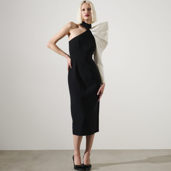 Karl Lagerfeld, Robe Midi Asymétrique Karl Studio, Femme, Noir/Blanc, Taille: X42 Karl Lagerfeld