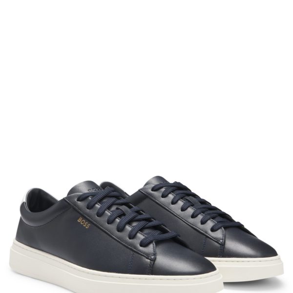 Hugo Boss Baskets en cuir lisse à lacets et logos