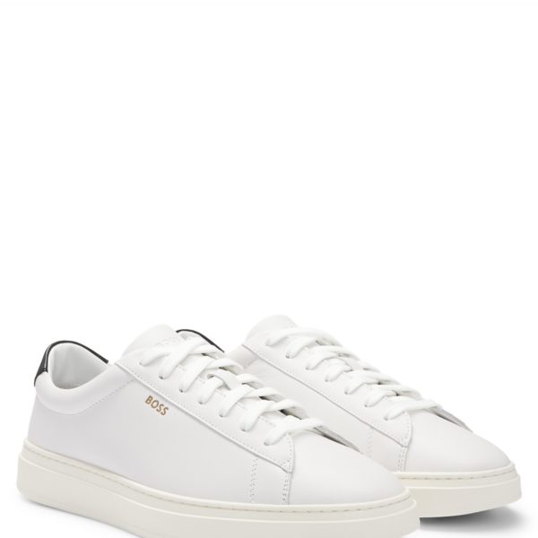 Hugo Boss Baskets en cuir lisse à lacets et logos