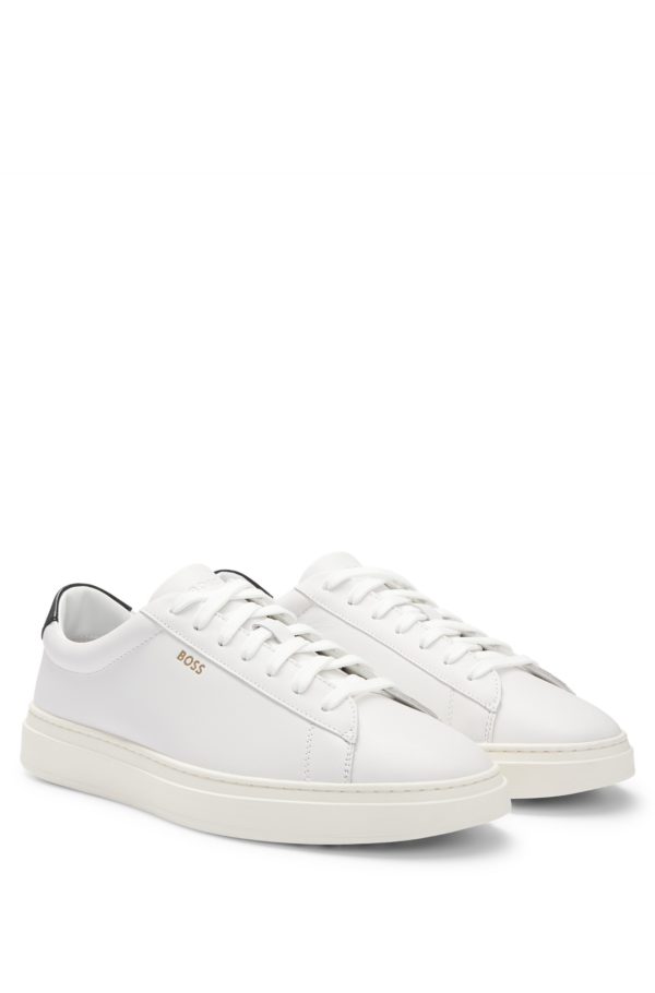 Hugo Boss Baskets en cuir lisse à lacets et logos