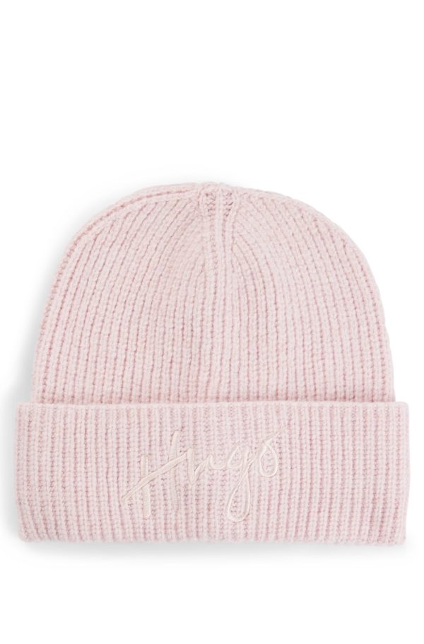 Hugo Boss Bonnet côtelé avec logo manuscrit brodé