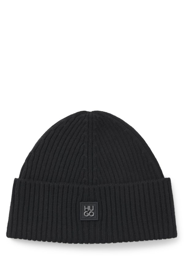 Hugo Boss Bonnet en laine vierge avec logo revisité