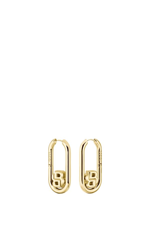 Hugo Boss Boucles d’oreilles dorées à monogramme double B