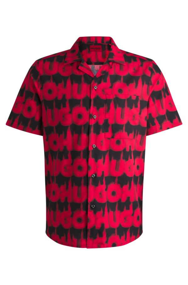 Hugo Boss Chemise Relaxed en coton avec logos imprimés effet fumé