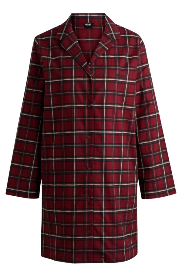 Hugo Boss Chemise de nuit en flanelle de coton stretch à carreaux