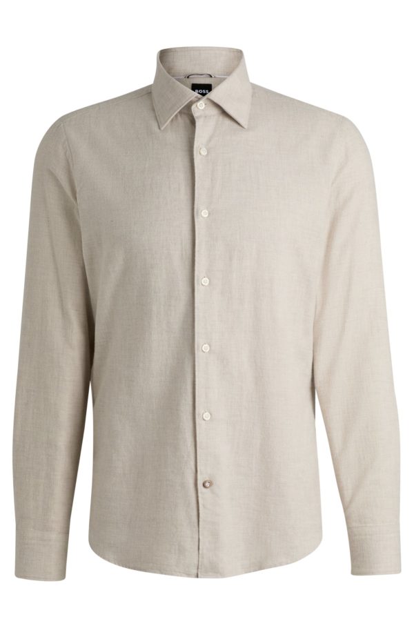 Hugo Boss Chemise décontractée en sergé de coton à col Kent