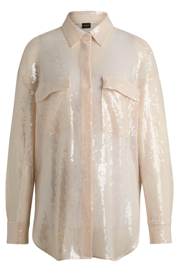 Hugo Boss Chemisier Relaxed avec sequins et col en pointes