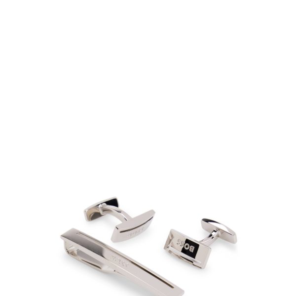 Hugo Boss Coffret avec boutons de manchette et pince à cravate en laiton à logo gravé