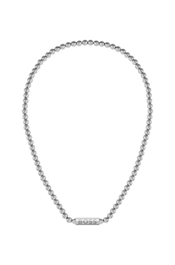Hugo Boss Collier de perles en acier inoxydable brossé avec fermoir octogonal