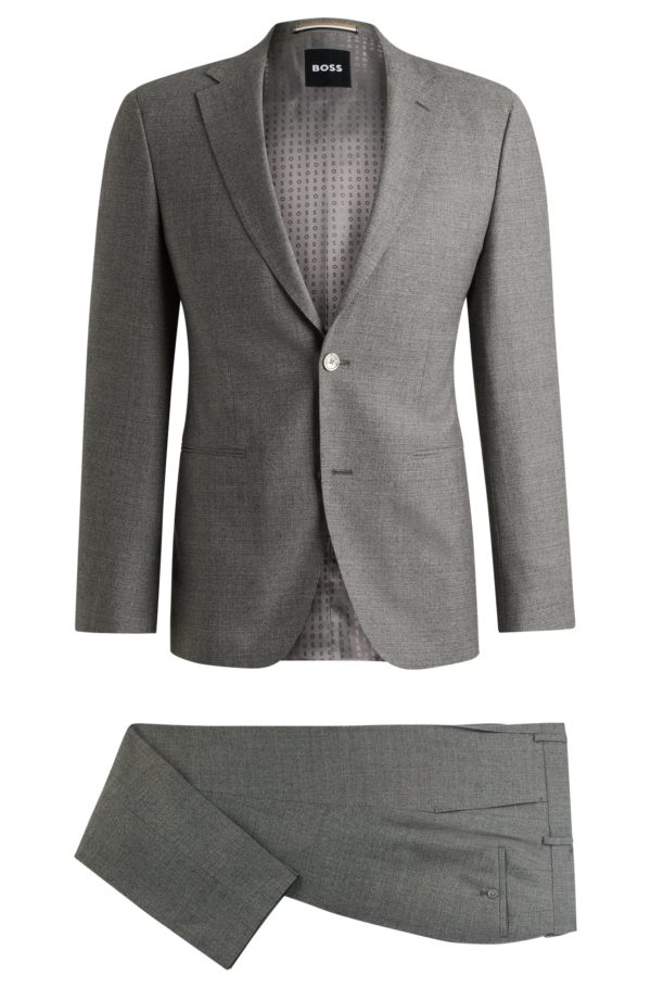 Hugo Boss Costume Slim en laine stretch à micro motif