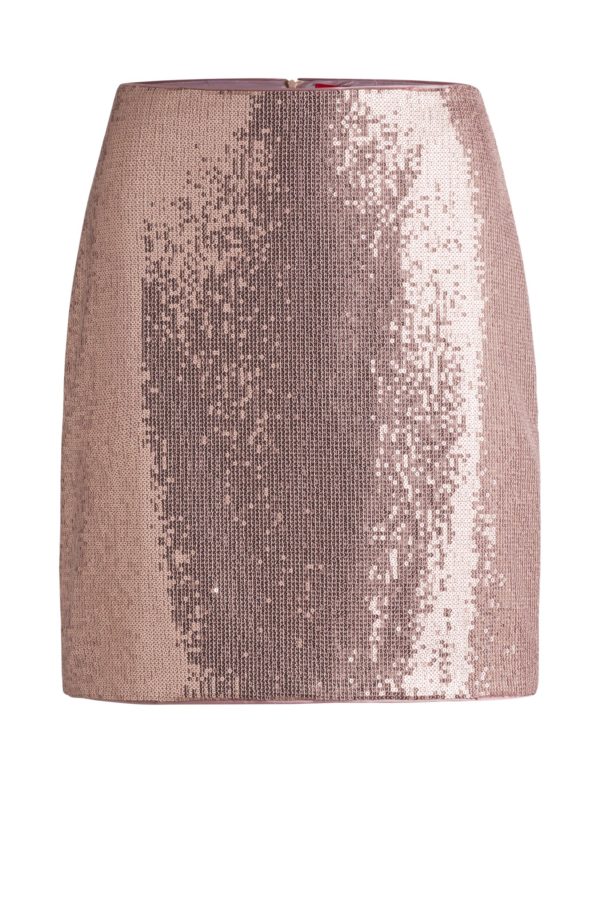 Hugo Boss Jupe courte à sequins et tirette de fermeture éclair à monogramme