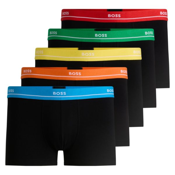Lot de cinq boxers courts en coton stretch avec taille logotée – Hugo Boss