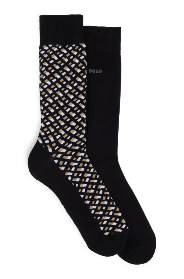 Hugo Boss Lot de deux paires de chaussettes mi-mollet en coton mélangé