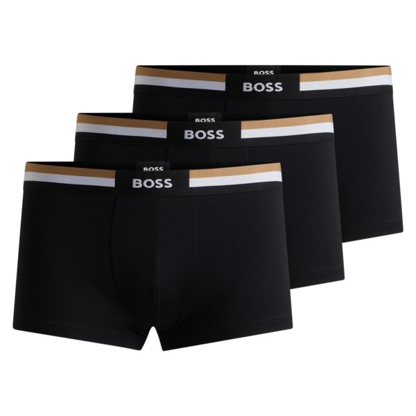 Lot de trois boxers courts en coton mélangé à rayures emblématiques – Hugo Boss