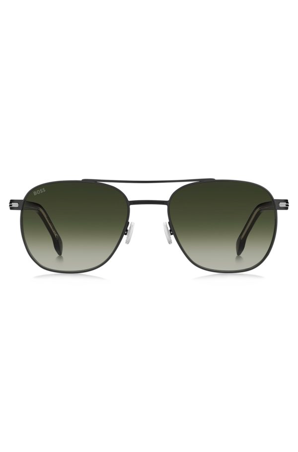 Hugo Boss Lunettes de soleil à double pont en acier noir