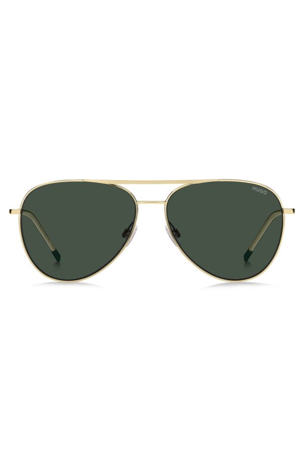 Hugo Boss Lunettes de soleil à double pont en métal doré