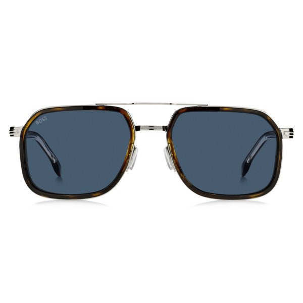 Hugo Boss Lunettes de soleil effet superposé en acier et acétate Havana