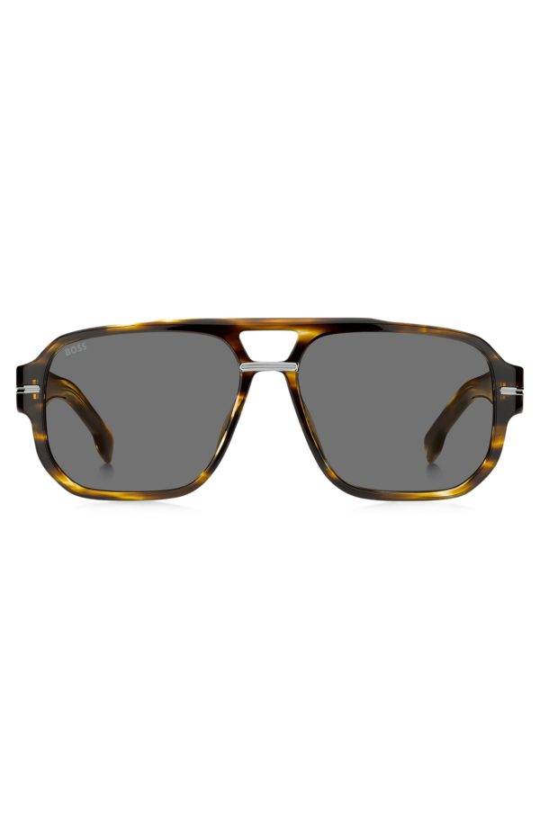 Hugo Boss Lunettes de soleil en acétate à motif avec détails argentés