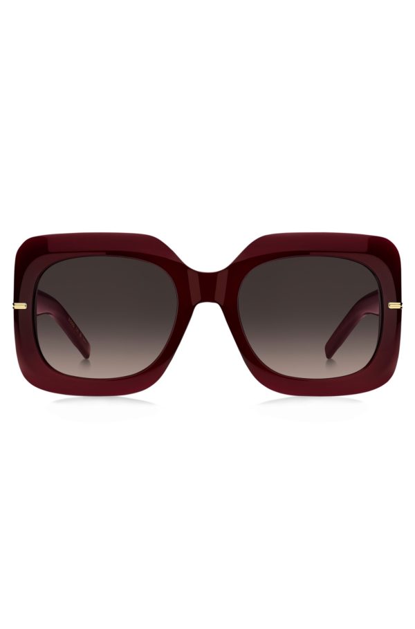 Hugo Boss Lunettes de soleil en acétate bordeaux avec charnières dorées