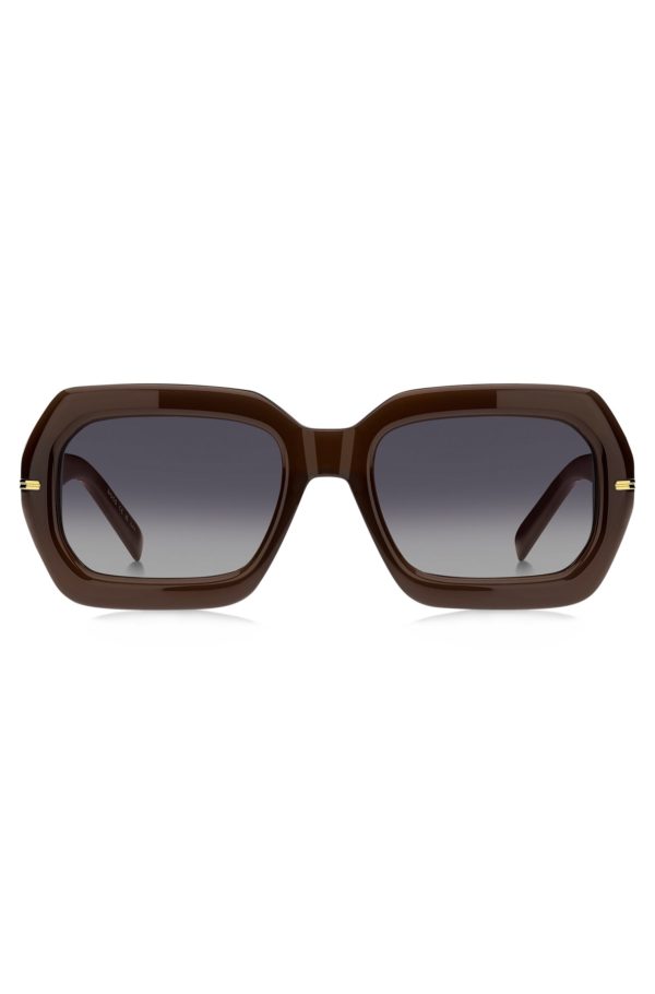 Hugo Boss Lunettes de soleil en acétate marron avec branches à motif