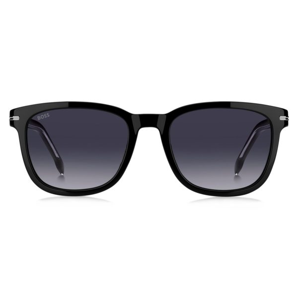 Lunettes de soleil en acétate noir avec charnières argentées – Hugo Boss