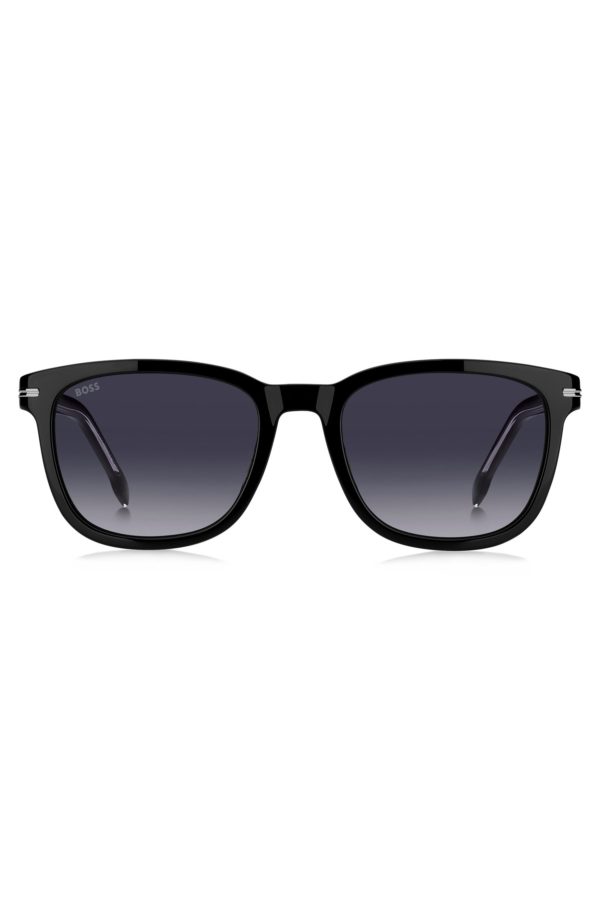Hugo Boss Lunettes de soleil en acétate noir avec charnières argentées