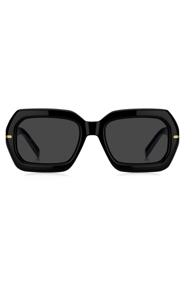 Hugo Boss Lunettes de soleil en acétate noir avec charnières dorées