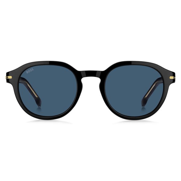 Hugo Boss Lunettes de soleil en acétate noir avec charnières dorées