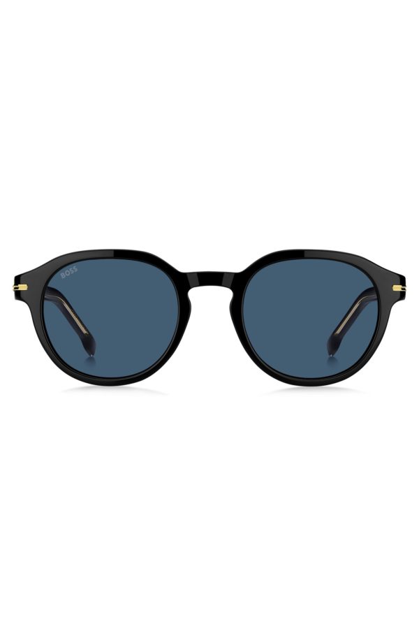 Hugo Boss Lunettes de soleil en acétate noir avec charnières dorées