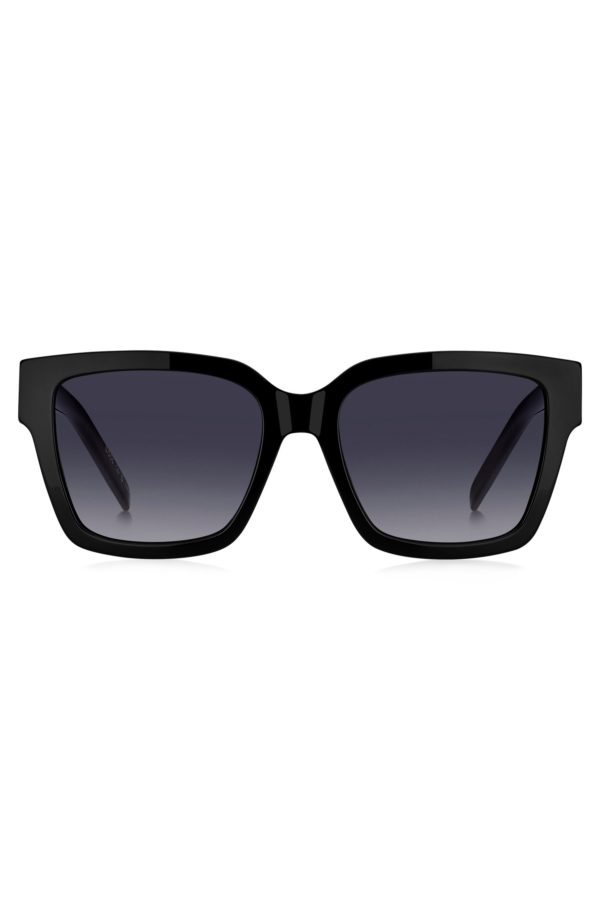 Hugo Boss Lunettes de soleil en acétate noir avec monogrammes Double B dorés