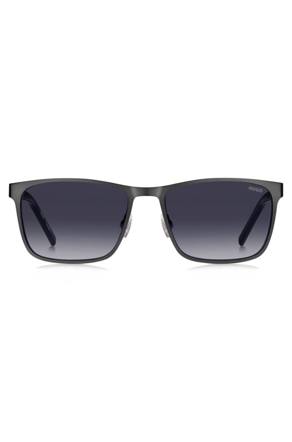 Hugo Boss Lunettes de soleil en acier noir avec branches texturées