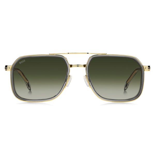 Hugo Boss Lunettes de soleil grises effet superposé en acier et acétate