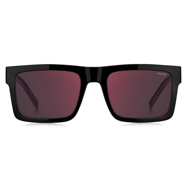 Hugo Boss Lunettes de soleil noires avec détails rouges emblématiques