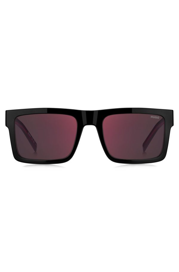 Hugo Boss Lunettes de soleil noires avec détails rouges emblématiques