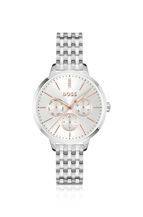 Hugo Boss Montre argentée avec cadran orné de strass