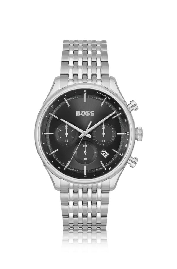Hugo Boss Montre chronographe avec cadran noir et bracelet à maillons