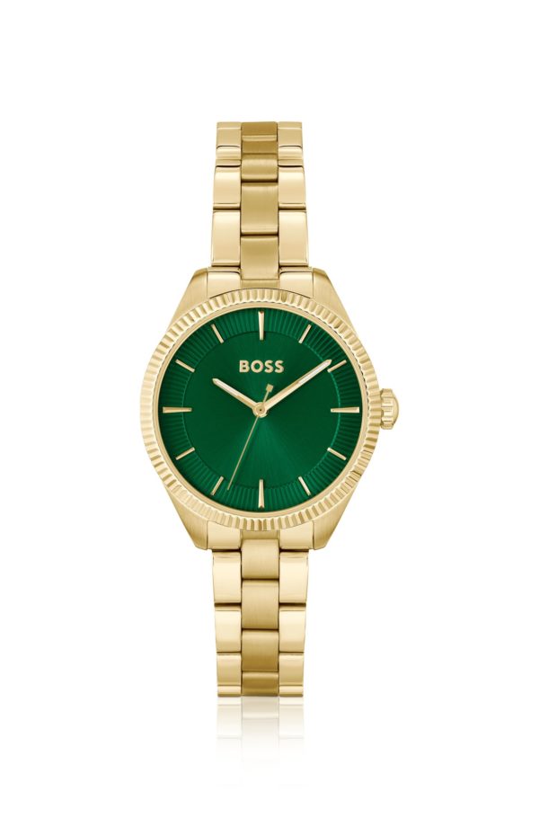 Hugo Boss Montre dorée à cadran vert