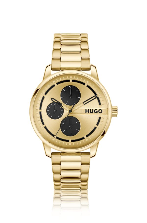 Hugo Boss Montre dorée avec sous-cadrans noirs