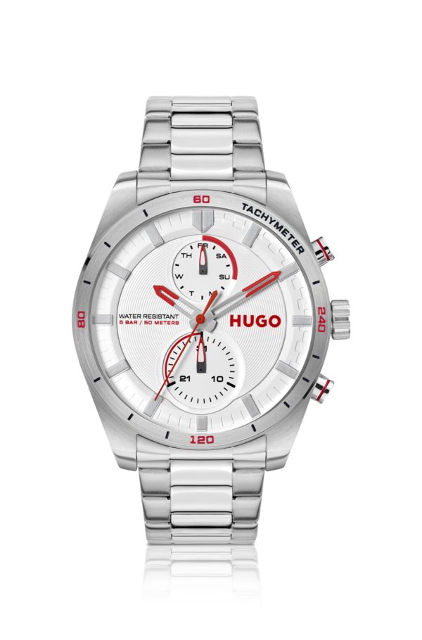 Hugo Boss Montre en acier inoxydable avec détails inspirés des courses automobiles