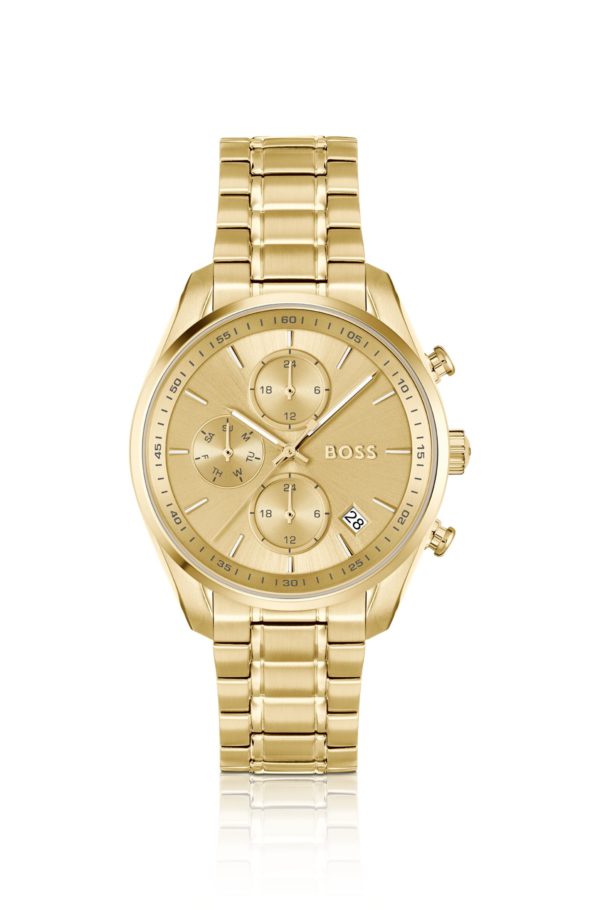 Hugo Boss Montre multifonction dorée à boîtier incurvé