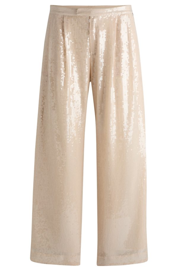 Hugo Boss Pantalon droit en tissu stretch à sequins