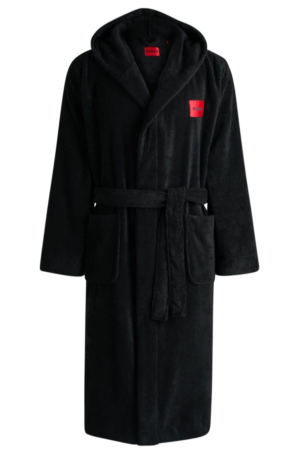 Hugo Boss Peignoir en molleton de coton avec étiquette logotée rouge