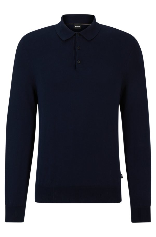 Hugo Boss Pull Regular en maille de jersey de coton avec col polo