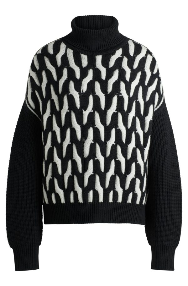 Hugo Boss Pull en laine vierge avec torsades bicolores