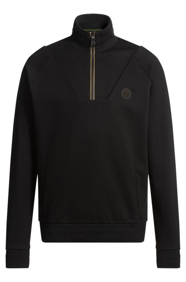 Hugo Boss Sweat en coton mélangé à encolure zippée et monogramme Double B