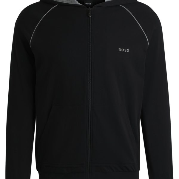 Hugo Boss Sweat zippé à capuche en coton stretch avec logo brodé
