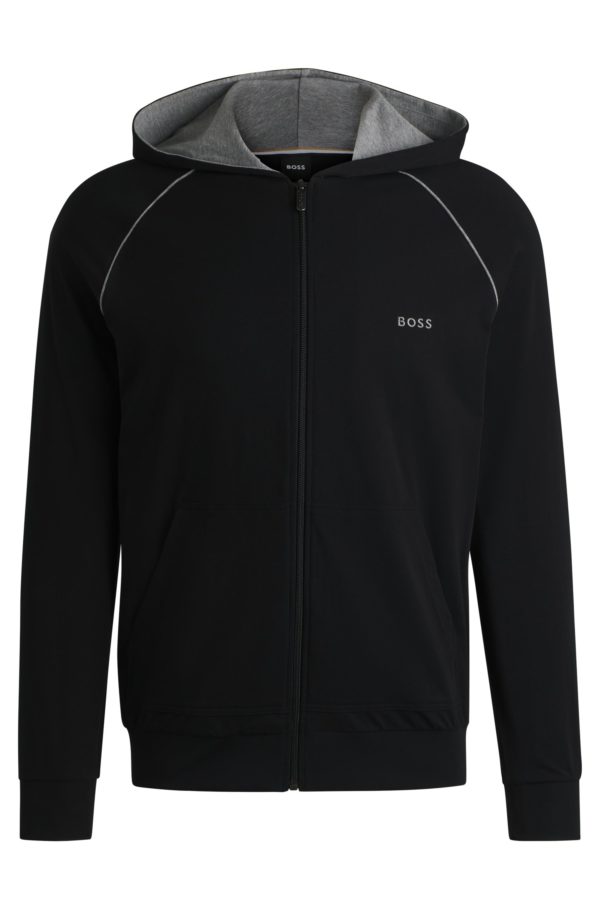 Hugo Boss Sweat zippé à capuche en coton stretch avec logo brodé