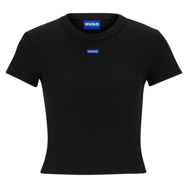 Hugo Boss T-shirt Slim en coton stretch avec étiquette logotée bleue